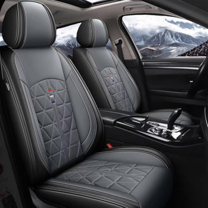 Seat Covers Full Set for Nissan Rogue 2009-2025 2026: Faux Leather Car Seat Covers Waterproof Automotive Seat Protector Covers Compatible Airbag (5 Seats, Black&Grey)