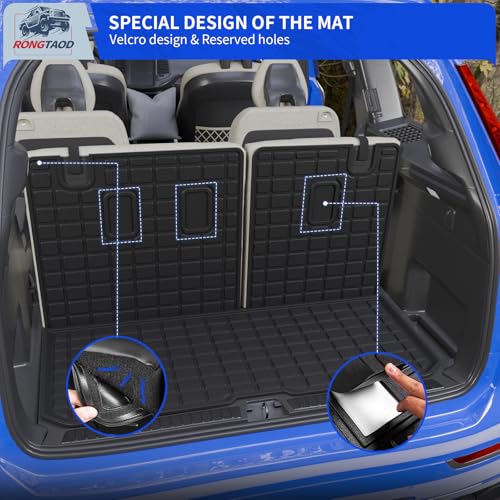 Rongtaod Cargo Mat Compatible with 2016-2025 2026 Honda Pilot Trunk Mat Cargo Liner Trunk Liner TPE All Weather Back Seat Cover Protector 2024 Pilot Accessories (Trunk Mat with Backrest Mat) - color: 16-26 Trunk Mat with Backrest Mat