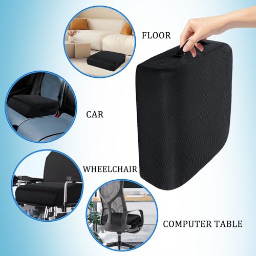 MINUPWELL 6" Extra Thick Office Chair Cushion, 2 Layers Memory Foam Adult Booster Seat Cushion, Thick Wheelchair Cushions, Thick Adult Booster seat Chair Cushion for Car Seat - 18x16x6in -（Black）