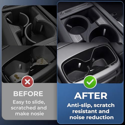 Center Console Cup Holder Inserts for KIA EV9 2026 2025 2024 (Only for Land AWD, GT-Line AWD), Interior Accessories Front & Rear TPE Cup Holders Covers Protector for 2024-2026 EV9, Black - style: Fits for 2024-2026 EV9