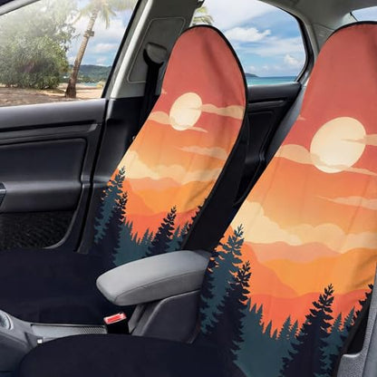 2 Pack Car Seat Towel Covers, Sweat Protector for Front Seats, Premium Thickened Microfiber with Great Smoky Mountains, Breathable & Quick Dry, Slip-on Headrest Pocket for Gym Running Universal Fit - color: Great Smoky Mountains