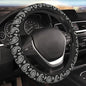 Boho Bohemian Paisley Black and White Car Steering Wheel Cover,Non-Slip Elastic Neoprene-Sweat Car Accessories,Universal 15 Inch Fit Auto, Vans Trucks,Suvs, Truck - color: Paisley