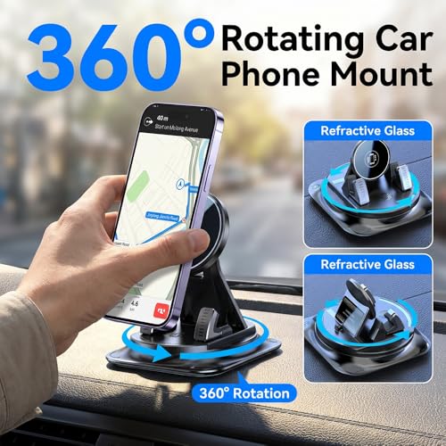 Dashboard Phone Holder for Car, 360 Degree Rotation Mount, Foldable Silicone Dash Stand, Anti-Slip Mobile Cradle Compatible (1PC) - color: 1PC