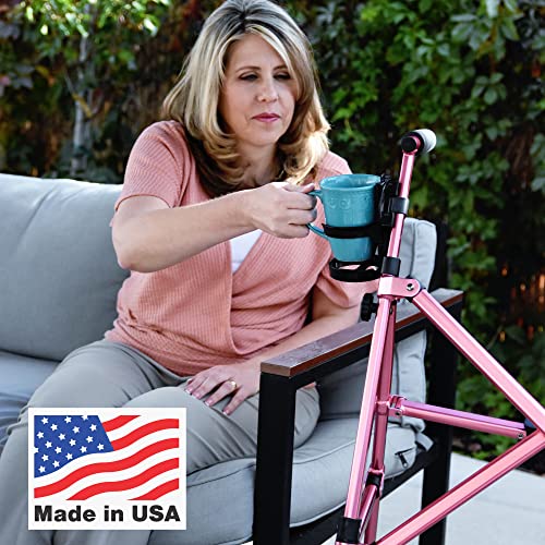 Mobility Cup Holder For Adults - Portable Drink Holder for Wheelchair - Compatible with Walker, Rollator, Transport Chair or Scooter - Easy to Install, Removable, Adjustable & Foldable Cup Carrier - size: Single Pack