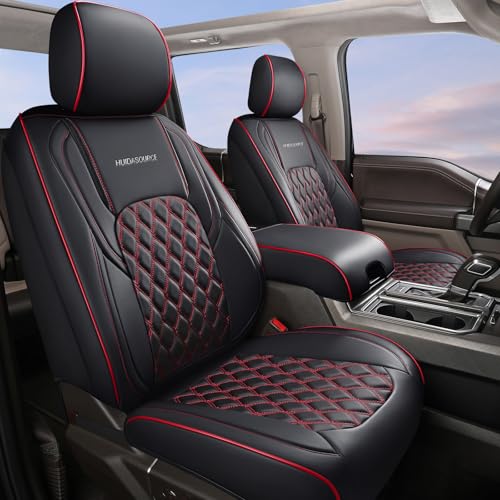 Huidasource Wrangler JK Seat Cover 4 Door, Leather Custom Car Seat Covers, Front&Rear Seat Cushion Protector Fit for Jeep Wrangler JK 4-Door Sahara Sport Rubicon 2007-2017(Full Set/Black&Red) - color: Black&Red, size: 07-17 Wrangler JK 4-Door