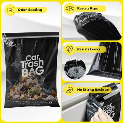 50 Bags Tidyphil Hanging Car Trash Bags Disposable, Leak-proof, Odor Seal. 2 Gallon Car Garbage Bags. Alternative to Car Trash Can, Easy Stick-On Car Garbage Can for Car,SUV, Truck, Vehicle, Stroller. - color: 50 Count(Black)