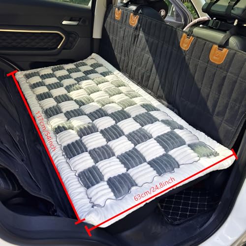 Backseat Pet Bed Mat, Truck Plaid Dog Bed for Car Back Seat, Deluxe Dog Seat Covers, Non-Slip Travel Pet Mat, Fit for Backseat Extenders and Trucks SUVs (Bluegrey&White, 24.8x54 inch) - color: BlueGrey&White