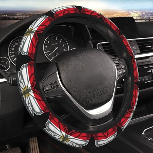 Butterfly Egyptian Flag Breathable Neoprene Steering Wheel Cover - Anti-Slip Floral Design Universal Fit for Cars/Trucks/Suvs (14.5"-15" Inch) - color: Butterfly Egyptian Flag