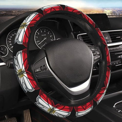 Butterfly Egyptian Flag Breathable Neoprene Steering Wheel Cover - Anti-Slip Floral Design Universal Fit for Cars/Trucks/Suvs (14.5"-15" Inch) - color: Butterfly Egyptian Flag