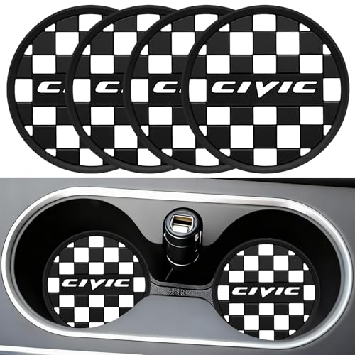 Car Cup Coaster, 4PCS Universal Non-Slip Cup Holders Embedded in Ornaments Coaster, Car Interior Accessories (White, Civic) - color: White, size: Civic