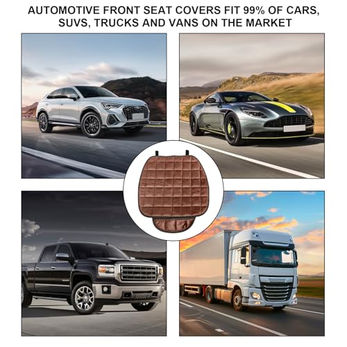 DXNQ Car Seat Cushion, Soft Plush Auto Seat Cover with Non-Slip Silicone Bottom & Storage Pocket, Universal Breathable Vehicle Seat Cushion Pad for Car Truck SUV, Car Accessories (Coffee) - color: Coffee