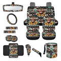 Wanyint Aztec Highland Cow 14-Pack Car Seat Cover Set, Including Steering Wheel, Auto Seatbelt Pads, Cup Coasters, Trash Can, Rear View Mirror Cover, Armrest, Gear Shift Knob - color: Aztec Highland Cow Sunflower