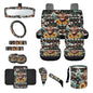 Wanyint Aztec Highland Cow 14-Pack Car Seat Cover Set, Including Steering Wheel, Auto Seatbelt Pads, Cup Coasters, Trash Can, Rear View Mirror Cover, Armrest, Gear Shift Knob - color: Aztec Highland Cow Sunflower