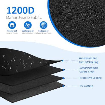 T-Top Center Console Boat Cover, Heavy Duty 1200D Waterproof T Top Console Cover with Motor Cover, UV Resistant Polyester T-Top Boat Cover, Black(82" L x 54" W x 72" H) - color: Black, size: L:82"L*54"W*72"H