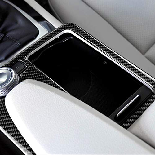 for Mercedes-Benz C E Class W204 W212 C180 C200 E260 E300 Real Soft Carbon Fiber Gear Shift Panel Cover Center Console Trim Frame Sticker Car Interior Accessories - color: Cup Holder A