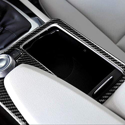 for Mercedes-Benz C E Class W204 W212 C180 C200 E260 E300 Real Soft Carbon Fiber Gear Shift Panel Cover Center Console Trim Frame Sticker Car Interior Accessories - color: Cup Holder A
