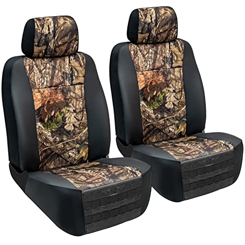 Mossy Oak Break-up Country Heavy Duty Seat Covers for Front Seats; Fits Full-Size Trucks or SUVs; Includes Front and Rear Storage Pockets, Built-in Molle Style Organizer; Semi-Custom Fit; 2pcs - color: Truck Front Cover