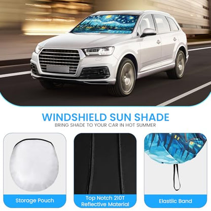 Sun Shade for Car Windshield, Foldable Universal Car Windshield Upgrade Sunshade Enhanced UV Rays - color: Bule Starry Sky