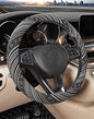 SEG Direct Boho Steering Wheel Cover with Baja Blanket Cloth, Ethnic Style Auto Wheel Cover Made of Coarse Flax, Fits 14 1/2-15 1/4 inches Car Wheel - color: Zebra White
