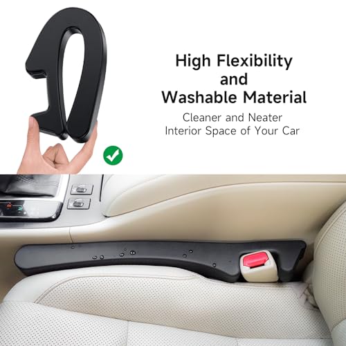 Car Seat Gap Filler Set of 2, Seat Side Gap Filler Fill Gap Between Seat & Console with Double-Sided Textured Design Soft Foam For Car SUV Truck, Seat Crevice Blocker Stop Things from Dropping - color: Black