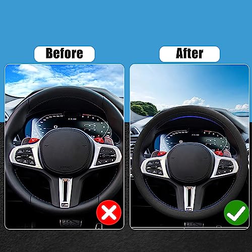 JDDRY Car Steering Wheel Cover,Silicone Steering Wheel Protector,Universal Fit Steering Wheel Cover, Steering Wheel Protective Cover(Black,1PC) - color: Black