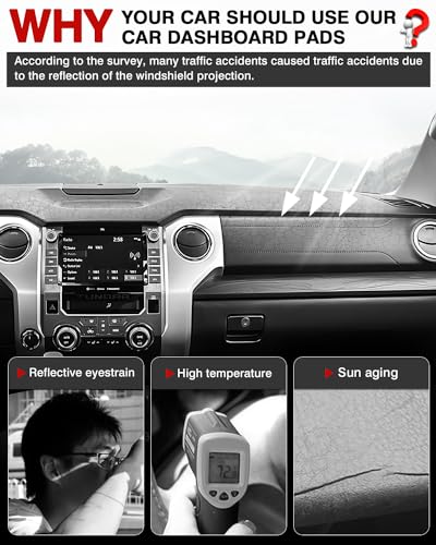 Autorder Dashboard Cover Mat for 2014-2021 Toyota Tundra Accessories Dash Cover Flannel Dash Mat Sunshade Glare UV Rays Protector - size: 2014-2021 Toyota Tundra