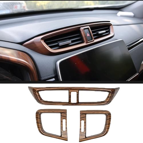 XITER 3pcs Central Front Side Air Condition Vent Outlet Trims for Honda CRV 2017 2018 2019 2020 2021 2022,Peach Wood Texture - color: Peach Wood Texture, size: 3PCS Air Vent Cover