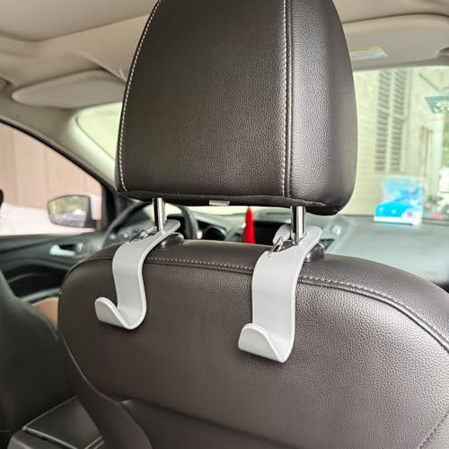 4-Pack 360° Rotating Car Seat Headrest Hook 4 Pack Hanger Universal Vehicle Car Storage Organizer for Handbag Purse Coat with Clip Gray - color: Gray