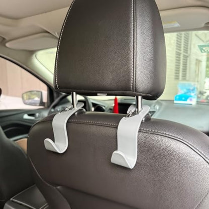 4-Pack 360° Rotating Car Seat Headrest Hook 4 Pack Hanger Universal Vehicle Car Storage Organizer for Handbag Purse Coat with Clip Gray - color: Gray