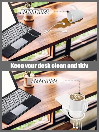 Kalolary 1PCS New Drinking Cup Holder Clip with Groove Table Bottle Cup Stand DIY Glass Cup Clamp Storage Saucer Clip Water Coffee Mug Holder Saucer Clip for Home Desk, White - color: 1PCS White