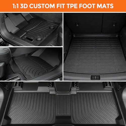 Floor Mats for Chevrolet Chevy Equinox 2012-2017 and for GMC Terrain 2012-2017, Custom Fit Heavy Duty TPE All Weather Protection, Waterproof Non-Slip Black (Two-Row Floor Mats & Cargo Liner) - style: 03) For Chevy Equinox | 2012-2017 | & For GMC Terrain |