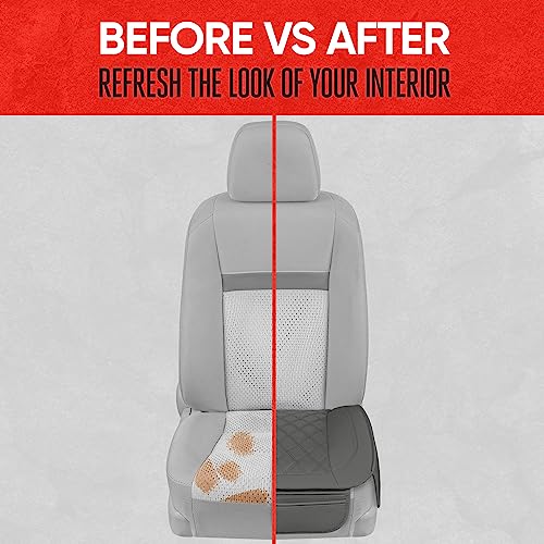 Motor Trend Car Seat Cushion, 2 Pack - Diamond Stitched Faux Leather Seat Covers for Cars Trucks SUV, Gray Padded Car Seat Covers with Storage Pockets, Premium Automotive Seat Covers for Front Seats