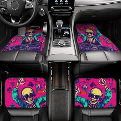 car Foot mat Skeleton DJ Non-Slip Carpet Mats for Cars & Trucks,Decorative Front & Rear Vehicle Foot Rugs,4-Piece Car Floor Mat Set,Universal fit Floor mats