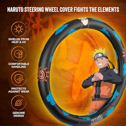 Naruto Shippuden Car Steering Wheel Cover, 15 Inch Anime Steering Wheel Cover, Cushioned Soft Comfortable Cover Anime Car Accessories for Men Women, Kumogakure - color: Naruto Kumogakure