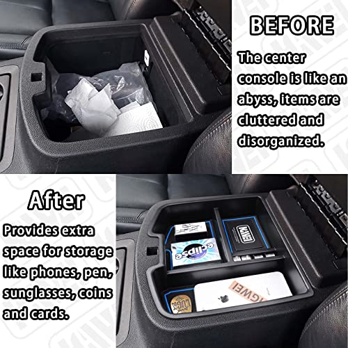 HGWEI Center Console Organizer Compatible with 2007-2014 Chevy Silverado GMC Sierra Avalanche Tahoe Suburban Yukon Yukon XL Accessories, Floor Mounted Center Console ONLY,Blue Trim - color: blue
