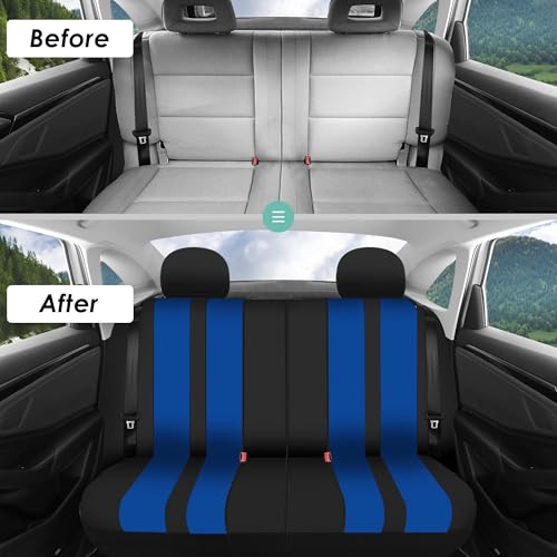 FH Group Three Row Set Striking Striped 7 Seater Car Seat Covers Airbag & Split Bench Compatible â€“ Universal Fit for Cars Trucks & SUVs Blue/Black - color: Blue, size: 3 Row/7 Seater