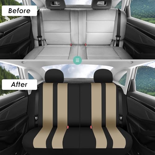 FH Group Striking Striped Car Seat Covers - Universal Fit, Washable Seat Covers for Cars, SUVs, Vans, Sedans, Beige, Rear Set - color: Beige, size: Rear Set