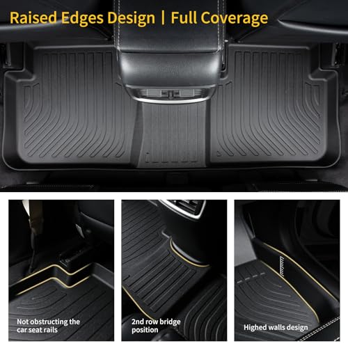 GINOWY- Floor Mats & Cargo Liner for Chevy Tahoe 2015-2020 & GMC Yukon (Only Bucket Seat), TPE All Weather Tahoe Car Floor Mats, Non-Slip Backrest Mat Waterproof Floor Liners Accessories Black - style: 5) for Chevy Tahoe 2015-2020 Full Set with backrest m