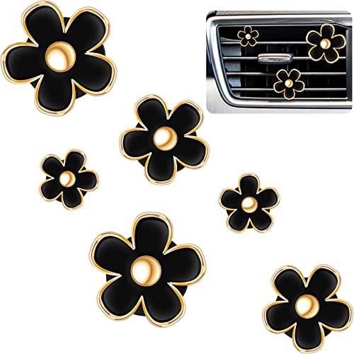 Frienda 6 Pcs Daisy Flower Air Vent Clip Accessories Air Conditioning Outlet Clip Car Air Freshener Dashboard Accessories Charm Car Inter Decor(2.5 cm, 3 cm, 3.3 cm,Black) - color: Black, size: Pack of 6 (2.5 cm, 3 cm, 3.3 cm)