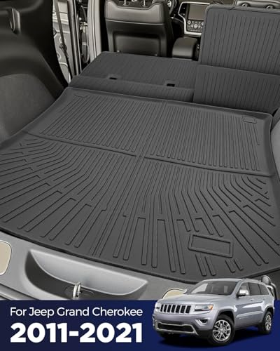 Full Set Floor Mats for Jeep Grand Cherokee 2011-2021 (Not for L), All-Weather Floor Mats+Cargo Liner+Backrest Protectors with Fastener Clips for Jeep Grand Cherokee 2011-2021 Accessories (11-Piece)