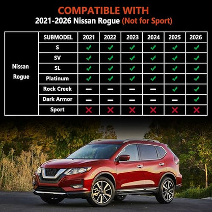 KARPAL Floor Mats for Nissan Rogue 2021-2025 2026 (Not for Sport), TPE Rubber All Weather Protection Floor Liners Nissan Rogue Accessories Car Mats, Front & 2nd Row & Cargo Liner - style: 2021-2026 | For Nissan Rogue | Full Set
