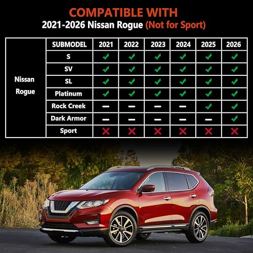 KARPAL Floor Mats for Nissan Rogue 2021-2025 2026 (Not for Sport), TPE Rubber All Weather Protection Floor Liners Nissan Rogue Accessories Car Mats, Front & 2nd Row & Cargo Liner - style: 2021-2026 | For Nissan Rogue | Full Set