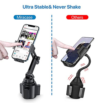 Miracase Cup Phone Holder for Car, [Upgraded Version] Adjustable Long Neck Car Cup Holder Phone Mount Cradle Friendly Compatible with iPhone Samsung Google and All Smartphones, Red - color: Begonia Red
