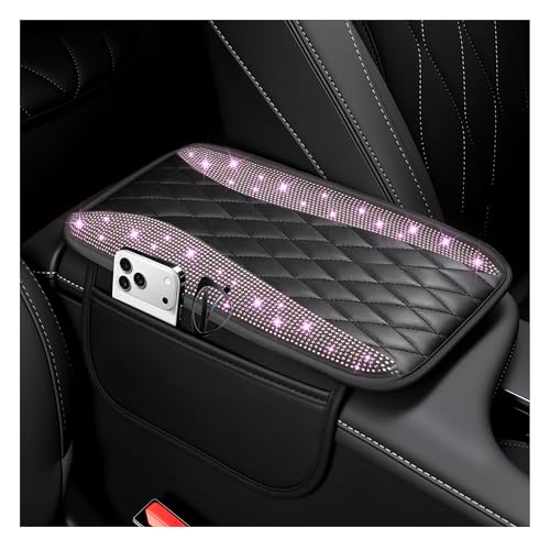 IHOTDER Bling Rhinestones Center Console Covers for Cars,Upgraded Arm Rest Cover for Car with Side Storage Pocket for Car Seat Organizer,Middle Console Cover Stylish Car Decoration (Bling Pink) - color: Bling Pink