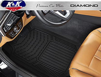 K&K Auto Accessories 3D Car Floor Mat Thick 8 Lb Heavy Duty Durable Universal Diamond Black Deep Dish for Cars SUVs Minivan Truck - color: Diamond Black
