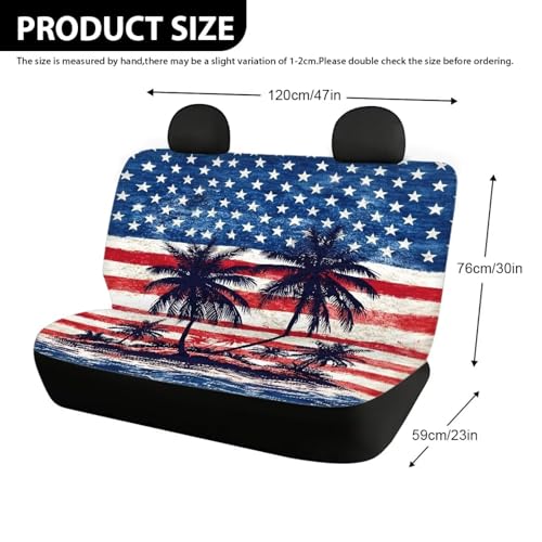 AFPANQZ Car Seat Covers 2 Pcs Back Seat Cushion Split Bench Covers, American Flag Palm Universal Rear Seat Protector for SUV Trucks Sedan - color: American Flag Palm