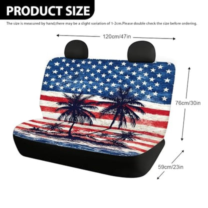 AFPANQZ Car Seat Covers 2 Pcs Back Seat Cushion Split Bench Covers, American Flag Palm Universal Rear Seat Protector for SUV Trucks Sedan - color: American Flag Palm
