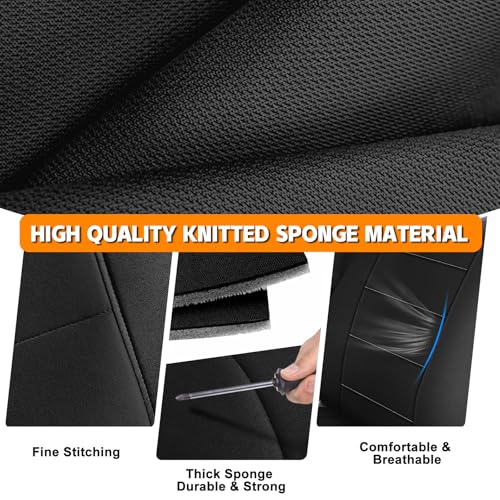 Truck Seat Cover Compatible with 1995-2004 Toyota Tacoma Front Bench Seat with Molded Headrest and Small Notched Cushion, Knitted Fabric - color: black & charcoal