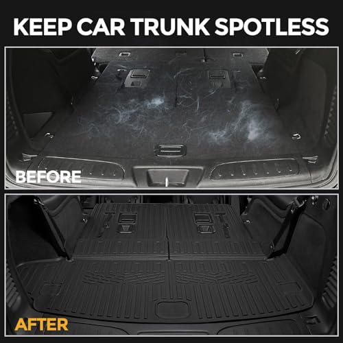 Cargo Mat for 2016-2025 Dodge Durango 6/7 Passenger Accessories, Full Coverage All Weather TPE Protector Cargo Mat with Backrest Mat Trunk Mat Cargo Liner for 2025 Durango RT Accessories