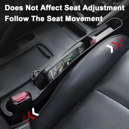 2 PCS Car Seat Gap Filler, Seat Gap Filler with Black-Carbon Fiber Texture for Cars SUV Trucks, Console Side Gap Organizer Storage Box with Charge Cable Hole, Fit for 1.2 Inches Seat Console Gap - color: Black-2PCS with Carbon Fiber Texture